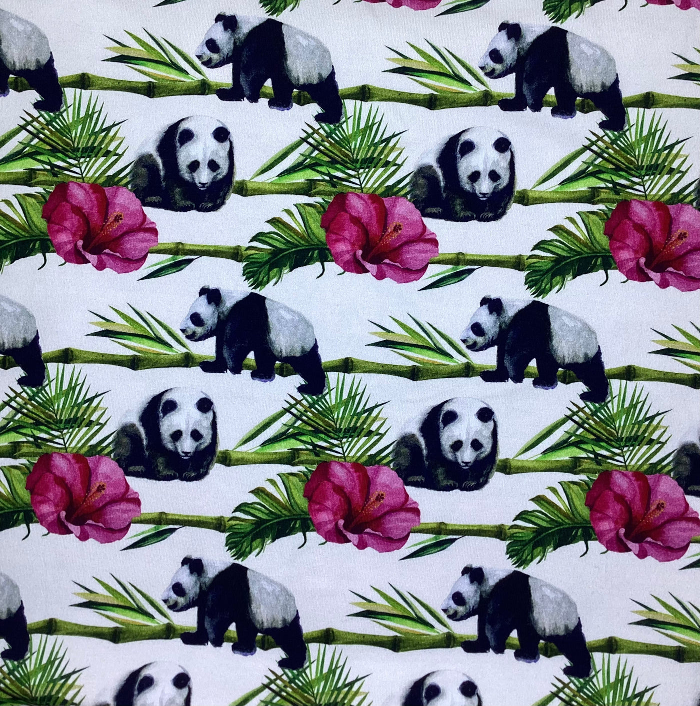 Panda bambou fleur rose
